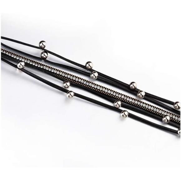 Leather Wrap Bracelets for Women, Boho Leopard Multi-Layer Crystal Beads Cuff - Picture 5 of 7